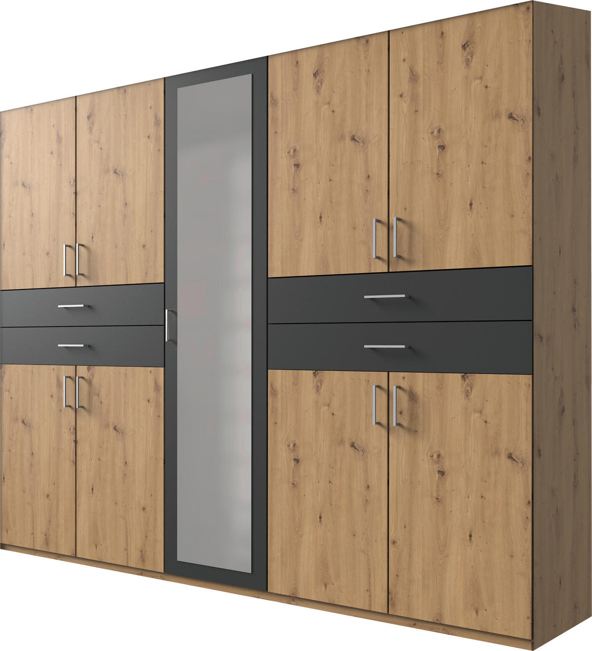 ORMAR ZA ODJEĆU  225/208/58 cm    - srebrne boje/boje grafita, Moderno, staklo/drvni materijal (225/208/58cm) - Hom`in