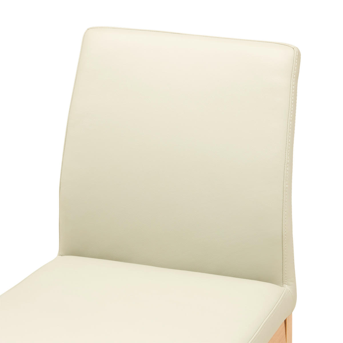 STUHL Echtleder Beige  - Eichefarben/Beige, MODERN, Leder/Holz (48,5/86,5/60cm) - Livetastic
