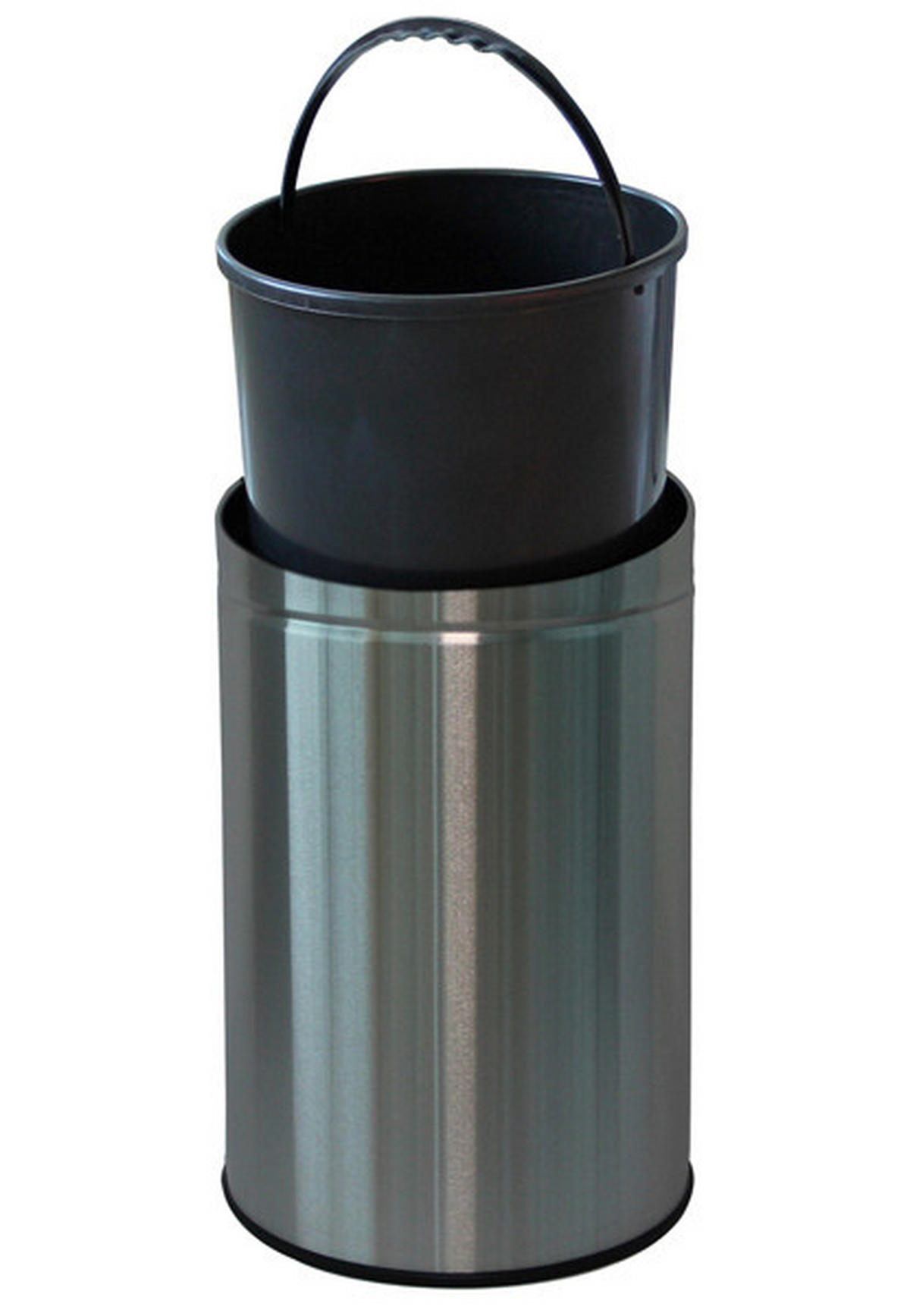 ABFALLEIMER 30 l  Metall  - Silberfarben/Schwarz, Trend, Kunststoff/Metall (31/31/61,5cm) - Echtwerk