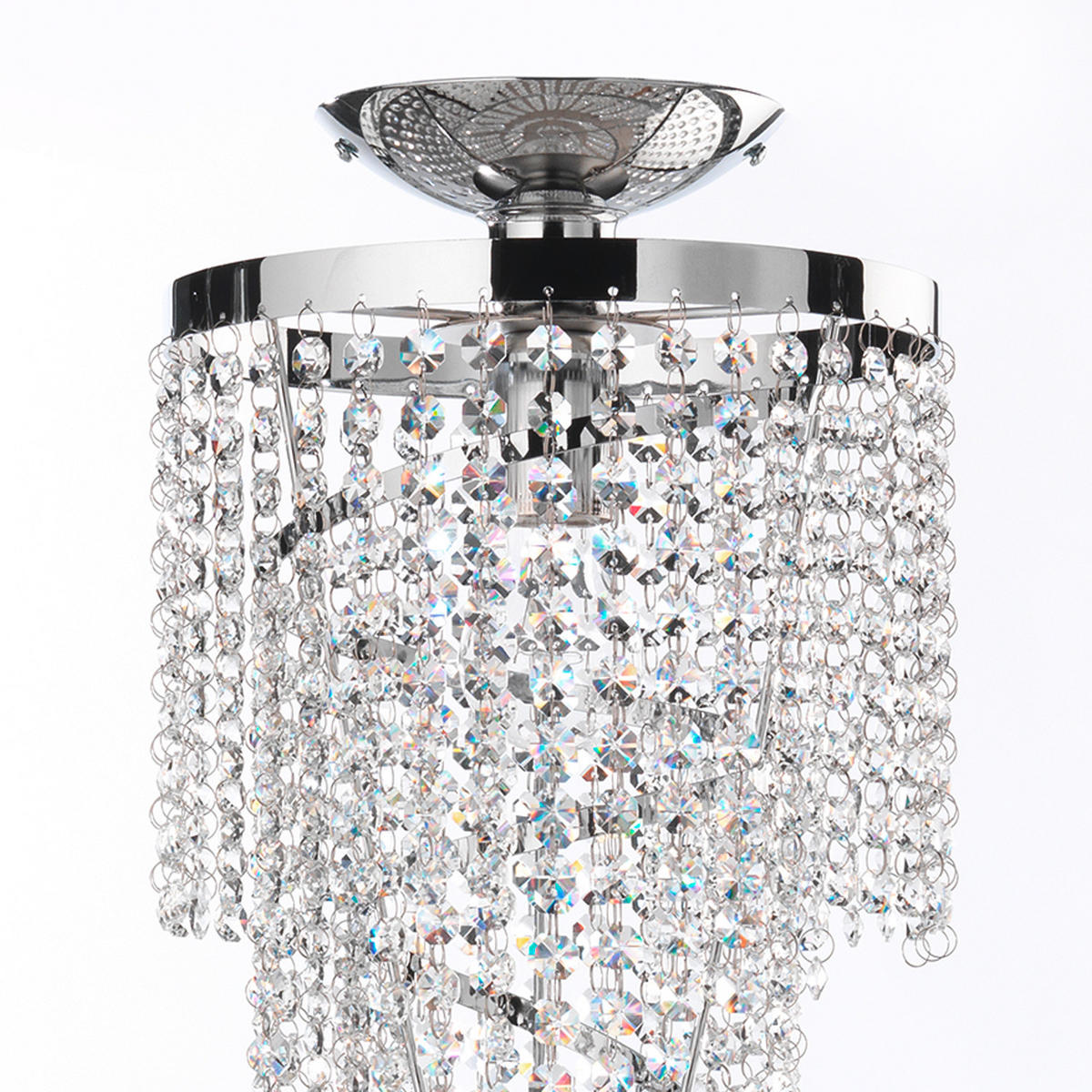 DECKENLEUCHTE ELICA 25/55/25 cm   - Chromfarben, Design, Glas/Metall (25/55/25cm)