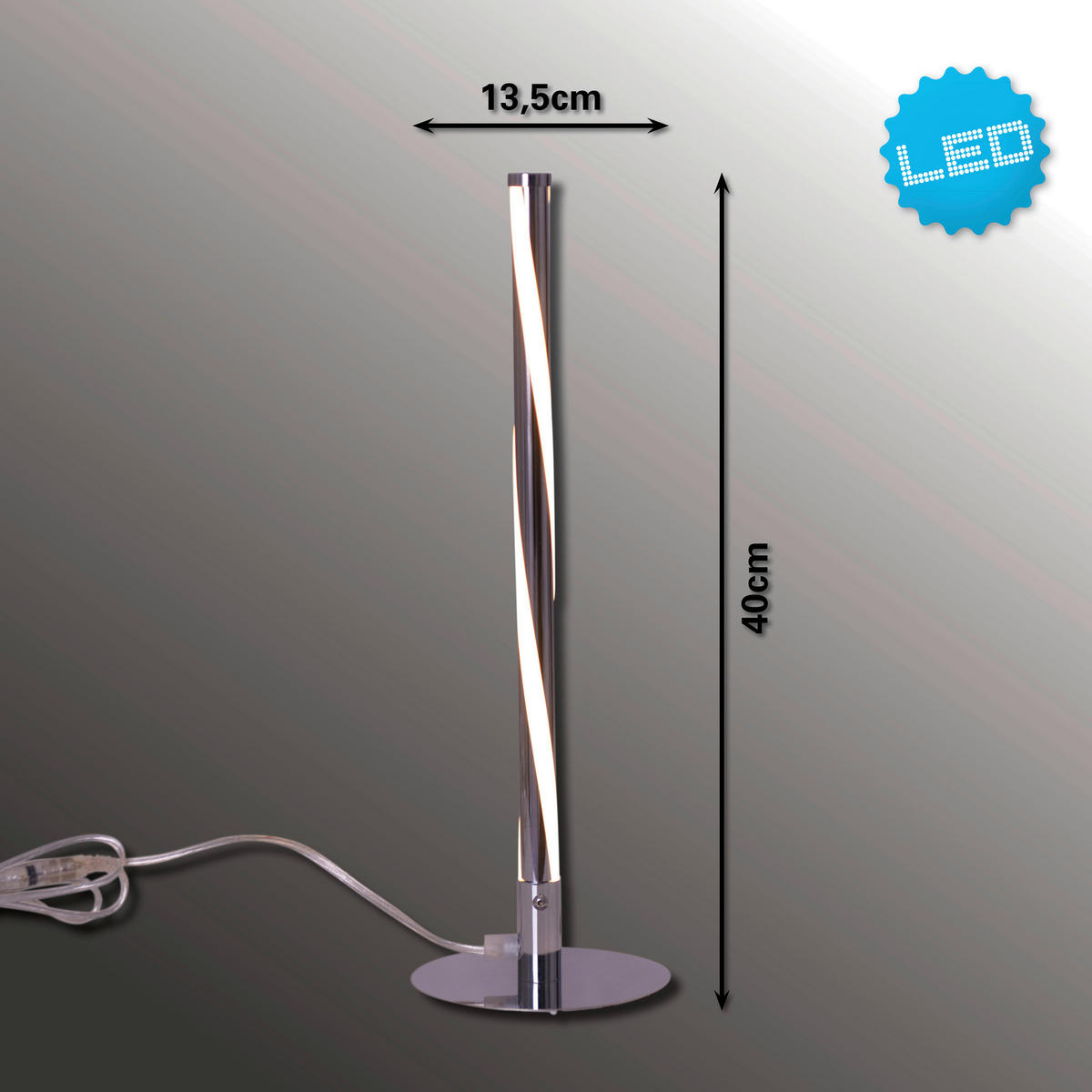 LED-TISCHLEUCHTE 13,5/40 cm   - Chromfarben, Design, Kunststoff/Metall (13,5/40cm) - Näve