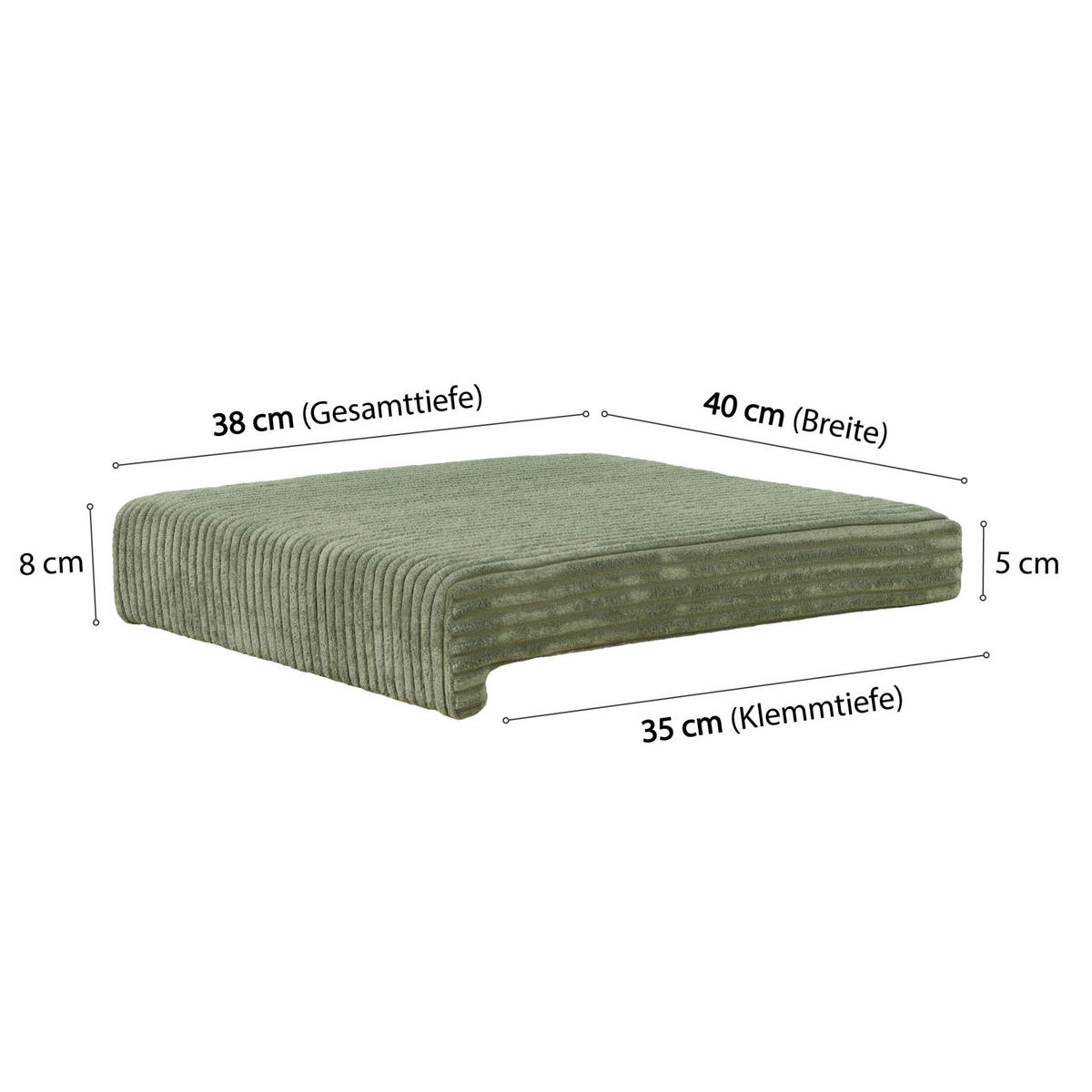 KLEMMKISSEN 2er Set 40/35/38/5/8 cm  - Salbeigrün, Basics, Textil (40/35/38/5/8cm)