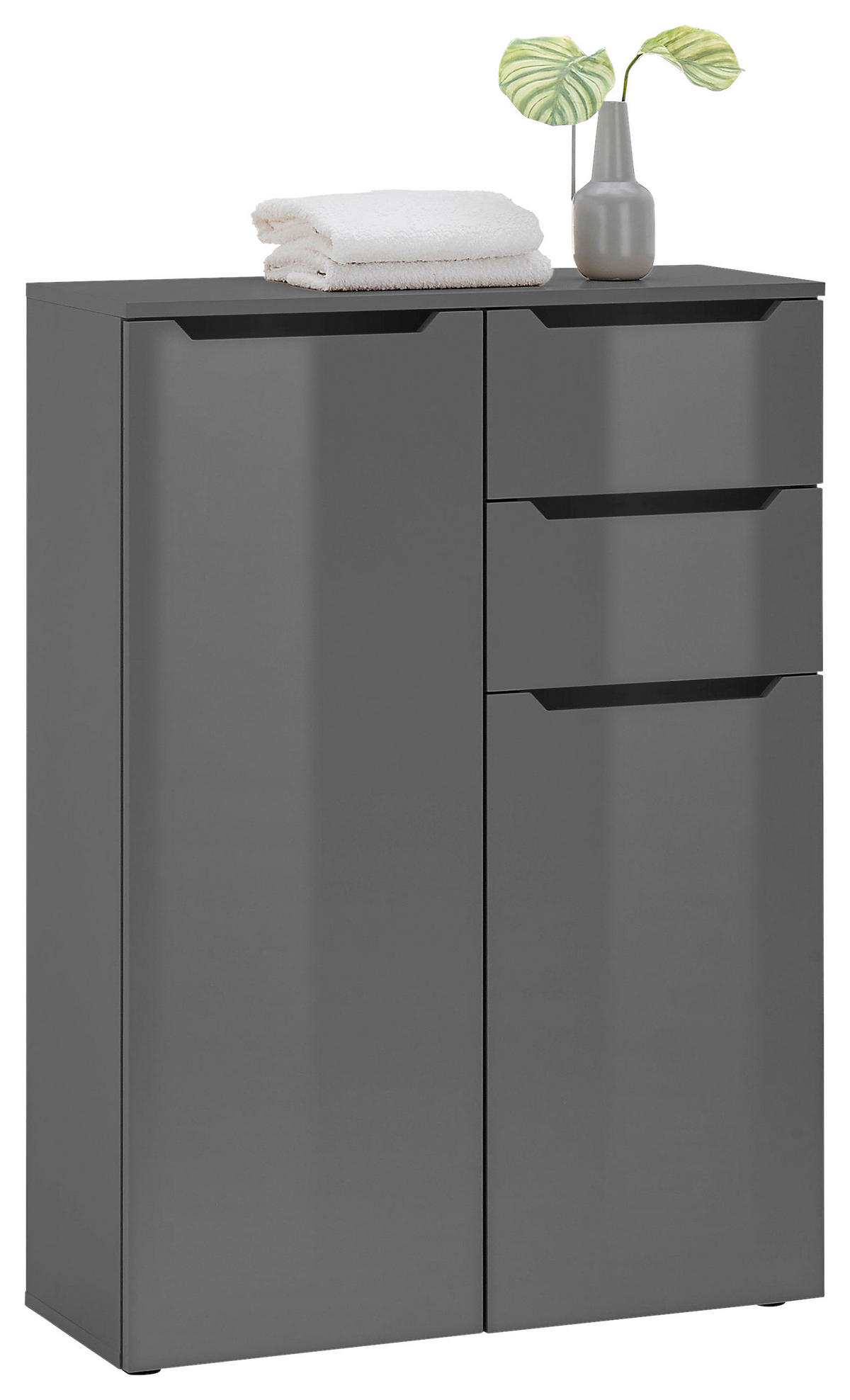 MIDISCHRANK 80/110/30 cm  - Anthrazit/Anthrazit Hochglanz, KONVENTIONELL, Holzwerkstoff/Kunststoff (80/110/30cm) - home24