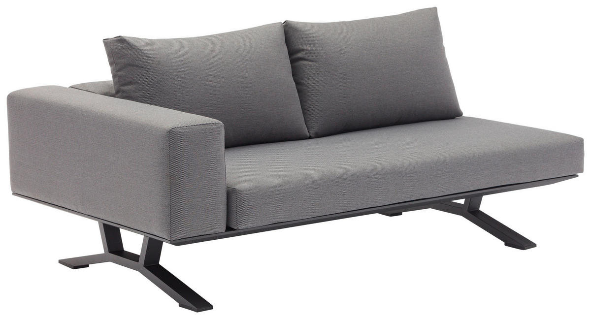 LOUNGEGARNITUR Teakholz massiv Aluminium  - Anthrazit/Naturfarben, Design, Holz/Textil (172/97/25cm) - Amatio