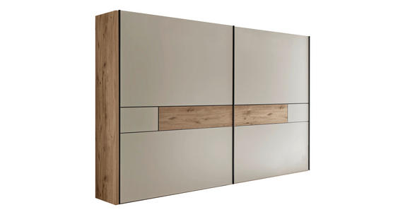 SCHWEBETÜRENSCHRANK  in Eichefarben, Champagner  - Schieferfarben/Champagner, KONVENTIONELL, Holzwerkstoff/Metall (300/217/67cm) - Venda
