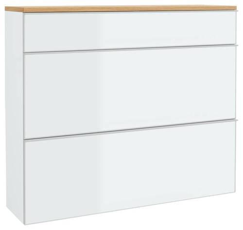 HÄNGESCHUHSCHRANK Balkeneiche furniert Weiß, Eichefarben  - Eichefarben/Silberfarben, Design, Glas/Holz (120/102/31cm)