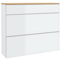 VISEČA OMARA ZA ČEVLJE furnirano bela, barve hrasta - srebrne barve/barve hrasta, Design, kovina/steklo (120/102/31cm) - Novel
