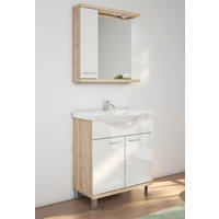 KOPALNICA  hrast sonoma, bela, visoki sijaj  - bela/hrast sonoma, Moderno, leseni material (80/195/46cm) - Ti'me