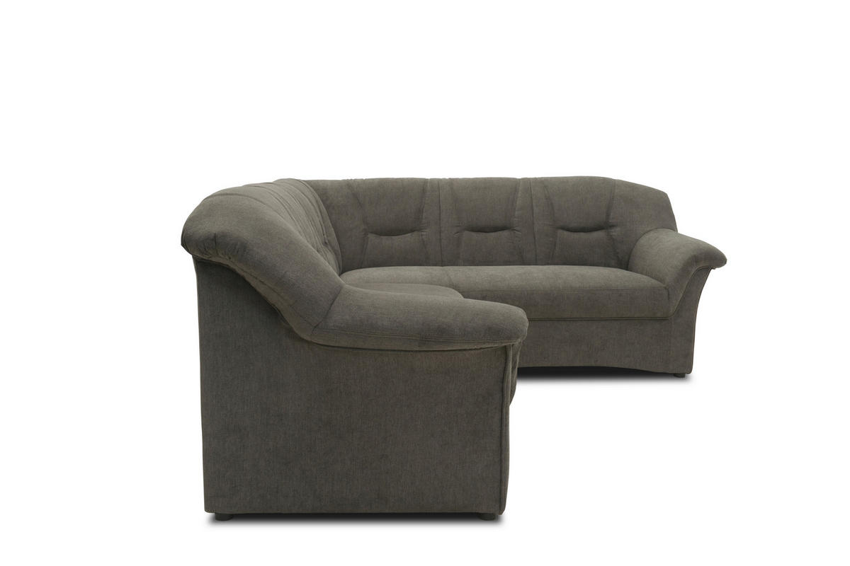 ECKSOFA Greige Mikrofaser  - Greige/Schwarz, KONVENTIONELL, Kunststoff/Textil (240/190cm) - MID.YOU