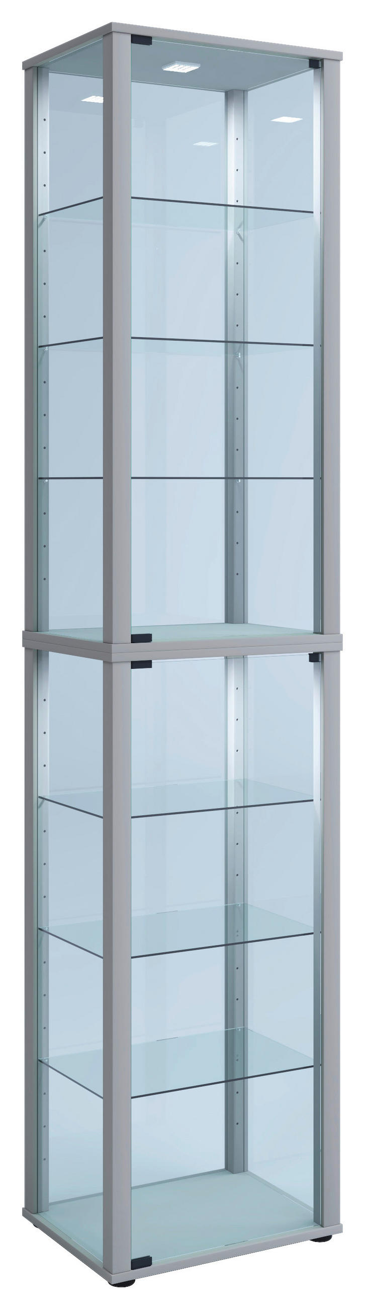 VITRINE  in Silberfarben  - Silberfarben/Schwarz, MODERN, Glas/Holzwerkstoff (50/227/38cm) - MID.YOU