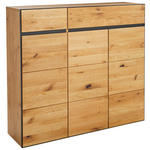 SCHUHSCHRANK Wildeiche furniert, massiv Anthrazit, Eichefarben  - Eichefarben/Anthrazit, Natur, Holz/Metall (132,5/122,8/38cm) - Linea Natura