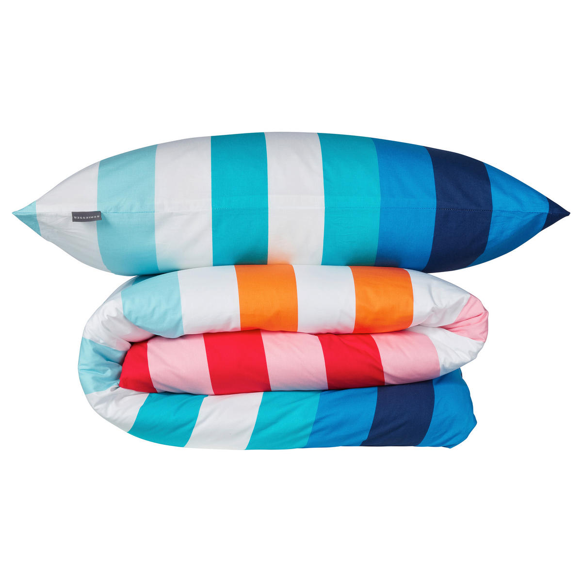 BETTWÄSCHE 2-teilig HAPPY STRIPE Renforcé 135/200 cm  - Türkis, Basics, Textil (135/200cm)
