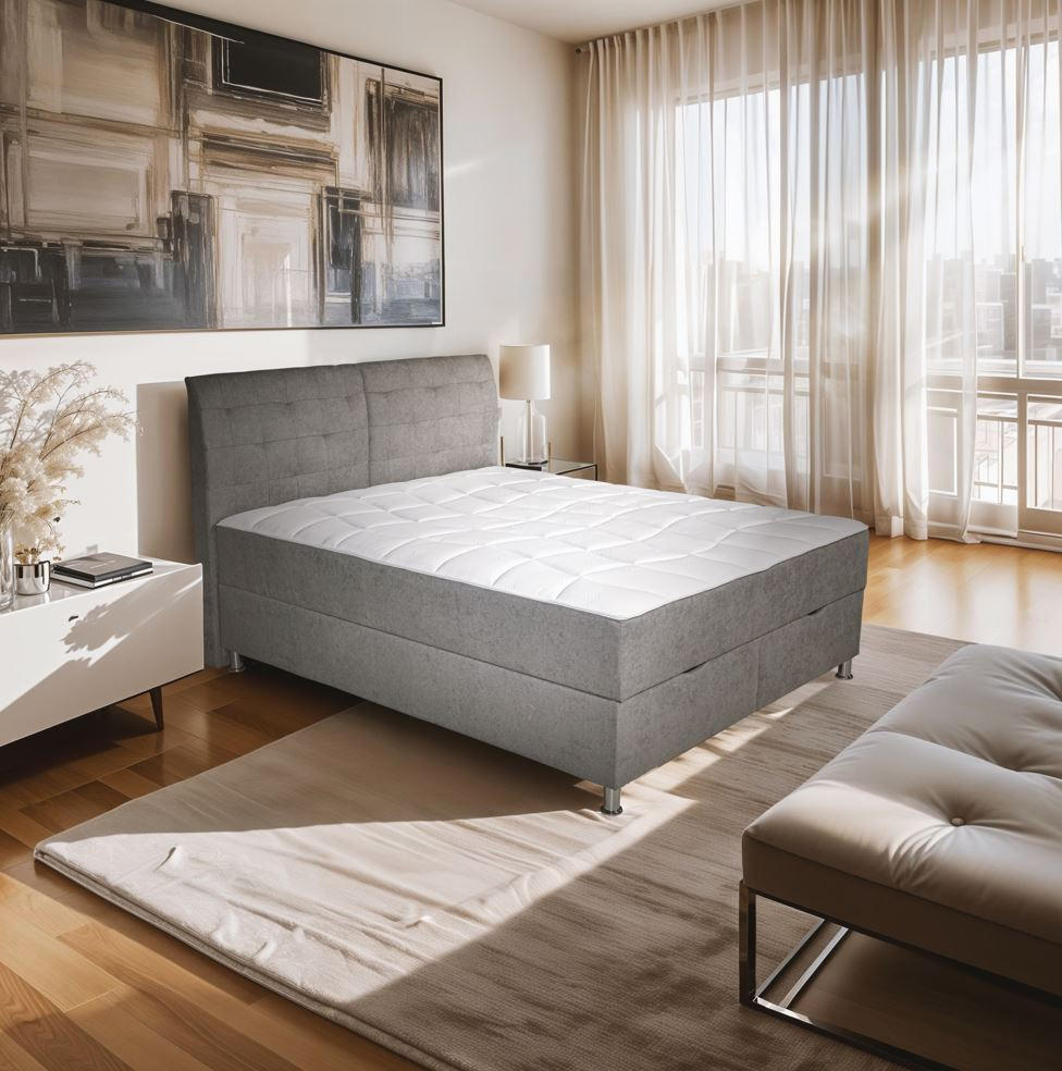 PAT BOXSPRING 160x200 cm 160/200 cm in gri - argintiu/gri, Modern, textil (160/200cm) - Hom`in