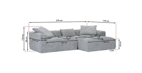 ECKSOFA  in Chenille Mintgrün  276/170 cm  - Schwarz/Mintgrün, KONVENTIONELL, Kunststoff/Textil (276/170cm) - Carryhome