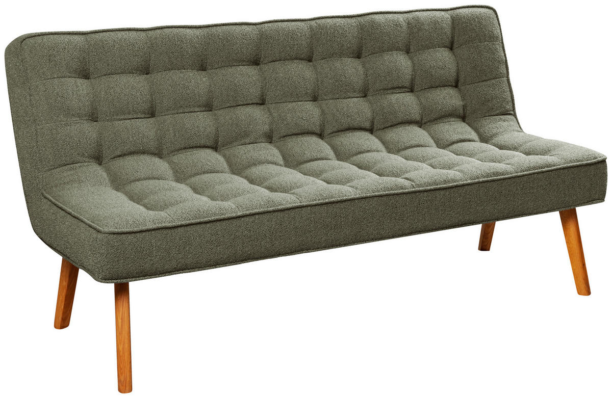 SITZBANK 183/90/79 cm Webstoff Grün Eiche vollmassiv  - Eichefarben/Grün, Design, Holz/Textil (183/90/79cm) - Linea Natura