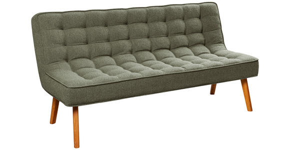 SITZBANK 183/90/79 cm Webstoff Grün Eiche vollmassiv  - Eichefarben/Grün, Design, Holz/Textil (183/90/79cm) - Linea Natura