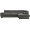 ECKSOFA in Echtleder Anthrazit  - Chromfarben/Anthrazit, Design, Leder/Metall (268/213cm) - Stylife