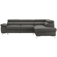 ECKSOFA in Echtleder Anthrazit  - Chromfarben/Anthrazit, Design, Leder/Metall (268/213cm) - Stylife