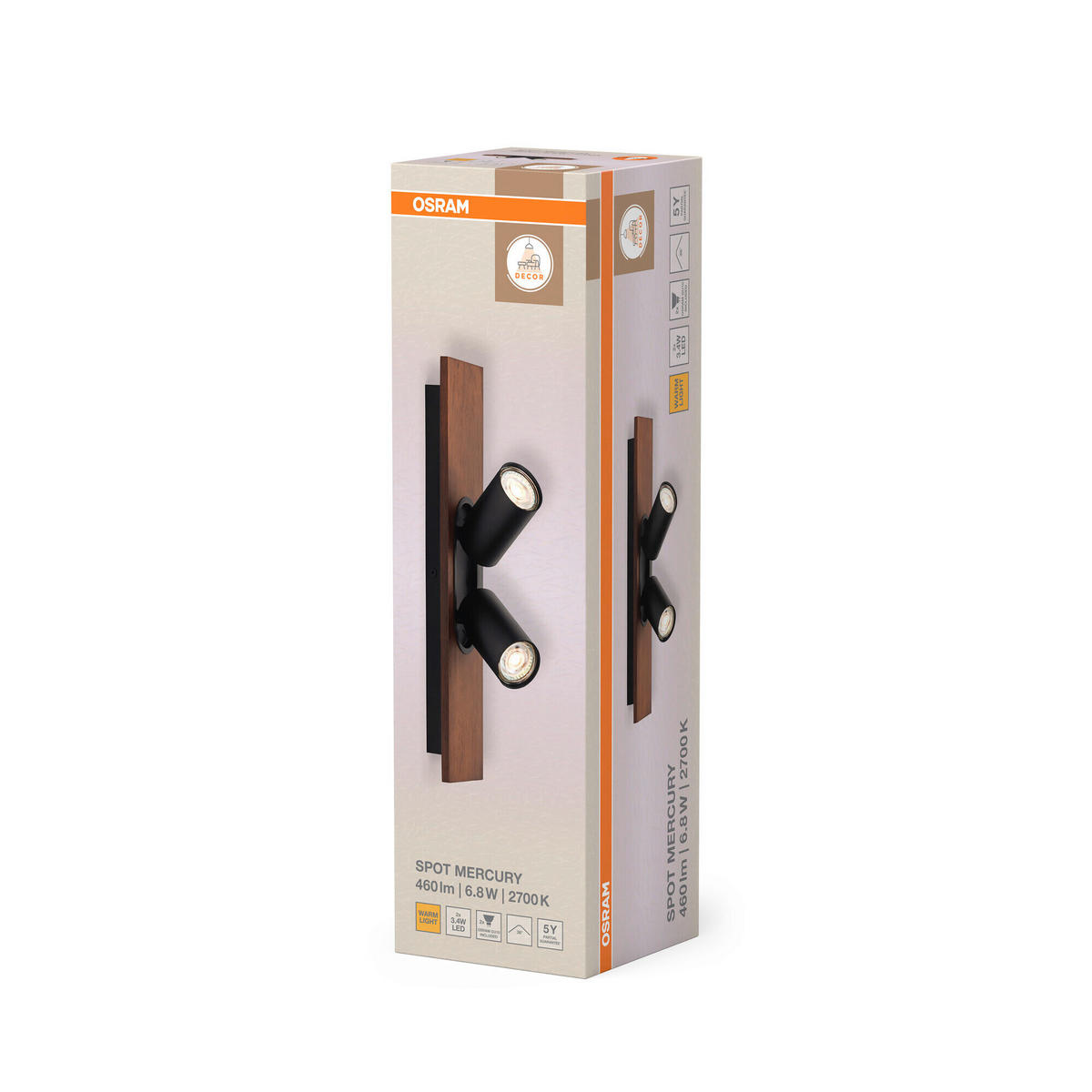 LED-STRAHLER 40/10/14,2 cm   - Schwarz/Naturfarben, Basics, Holz/Metall (40/10/14,2cm) - Osram