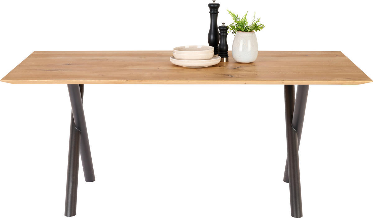 ESSTISCH in Holz, Metall 180/100/75 cm  - Eichefarben/Anthrazit, Design, Holz/Metall (180/100/75cm) - Bert Plantagie