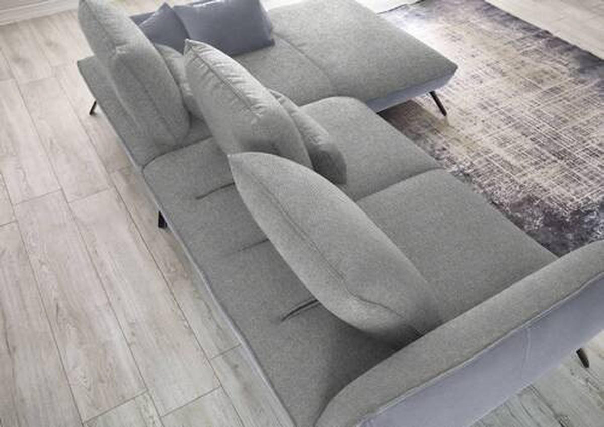 ECKSOFA in Flachgewebe Hellgrau  - Hellgrau/Schwarz, Design, Textil/Metall (301/191cm) - Moderano