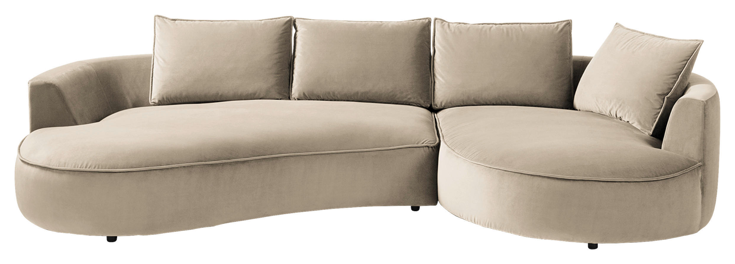 BIGSOFA in Samt Beige  - Beige/Schwarz, Design, Kunststoff/Textil (322/66/154cm) - home24