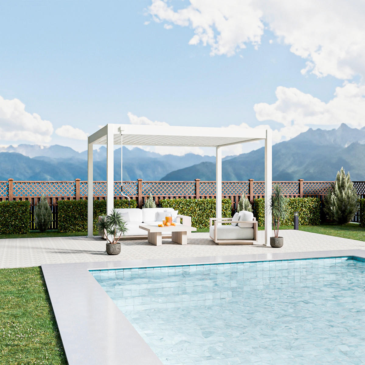 PERGOLA 300/255/360 cm Aluminium  - Weiß Hochglanz, Basics, Metall (300/255/360cm) - Gardenson