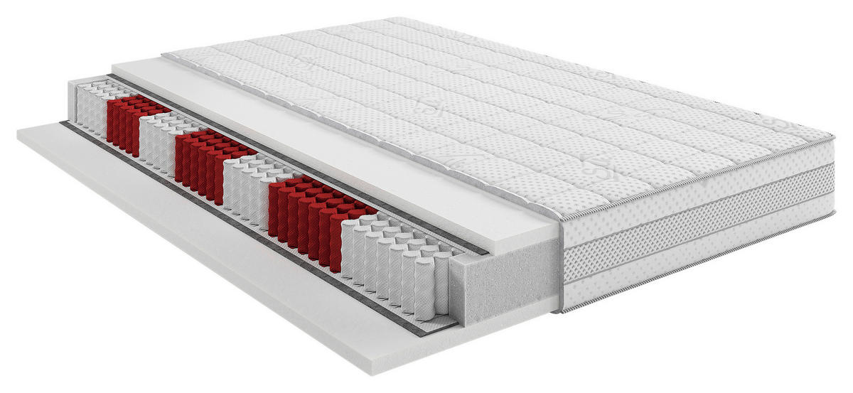 TASCHENFEDERKERNMATRATZE Best H4 180/200 cm Höhe ca. 20 cm  H4 = sehr fest  - Weiss, Basics, Textil (180/200cm) - Livetastic