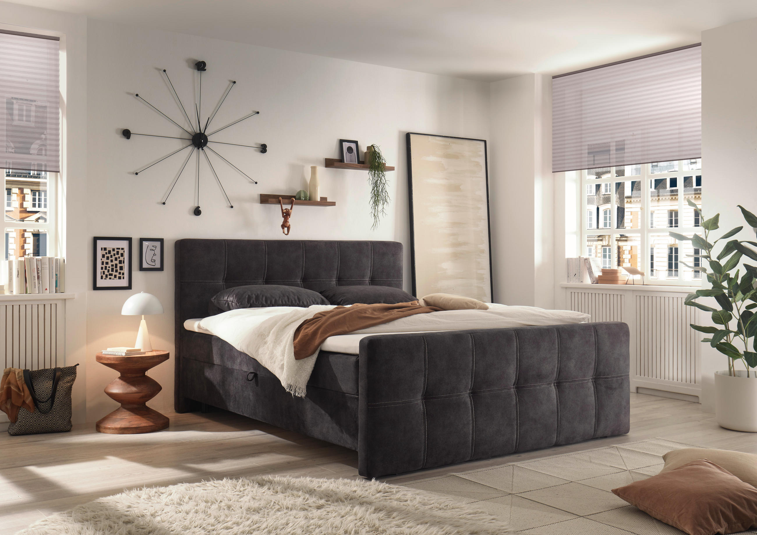 BOXBETT 180/200 cm  in Dunkelbraun  - Dunkelbraun/Schwarz, MODERN, Holzwerkstoff/Kunststoff (180/200cm) - MID.YOU