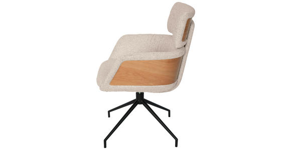 ARMLEHNSTUHL  Wippfunktion, Sitzfläche 360° drehbar, automatische Rückholfunktion Webstoff  - Taupe/Eichefarben, Design, Holz/Textil (62/92/66cm) - Dieter Knoll