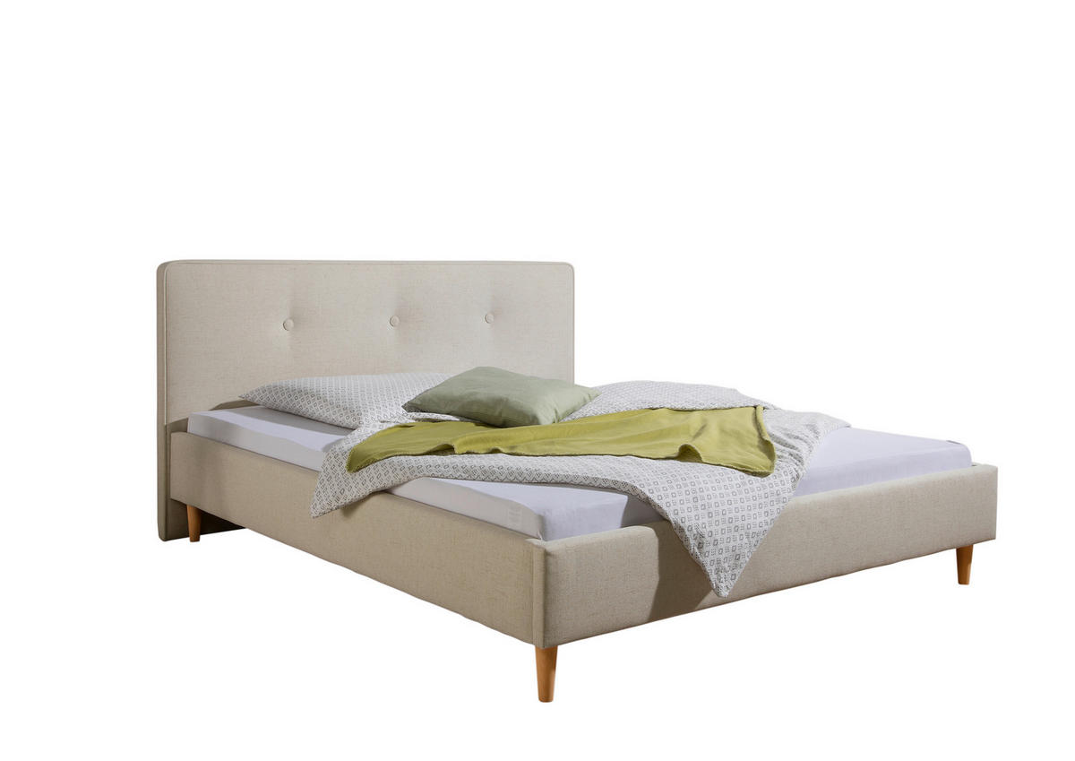 POLSTERBETT 200/200 cm,  in Beige,  - Beige/Naturfarben, MODERN, Holz/Textil (200/200cm) - Livetastic