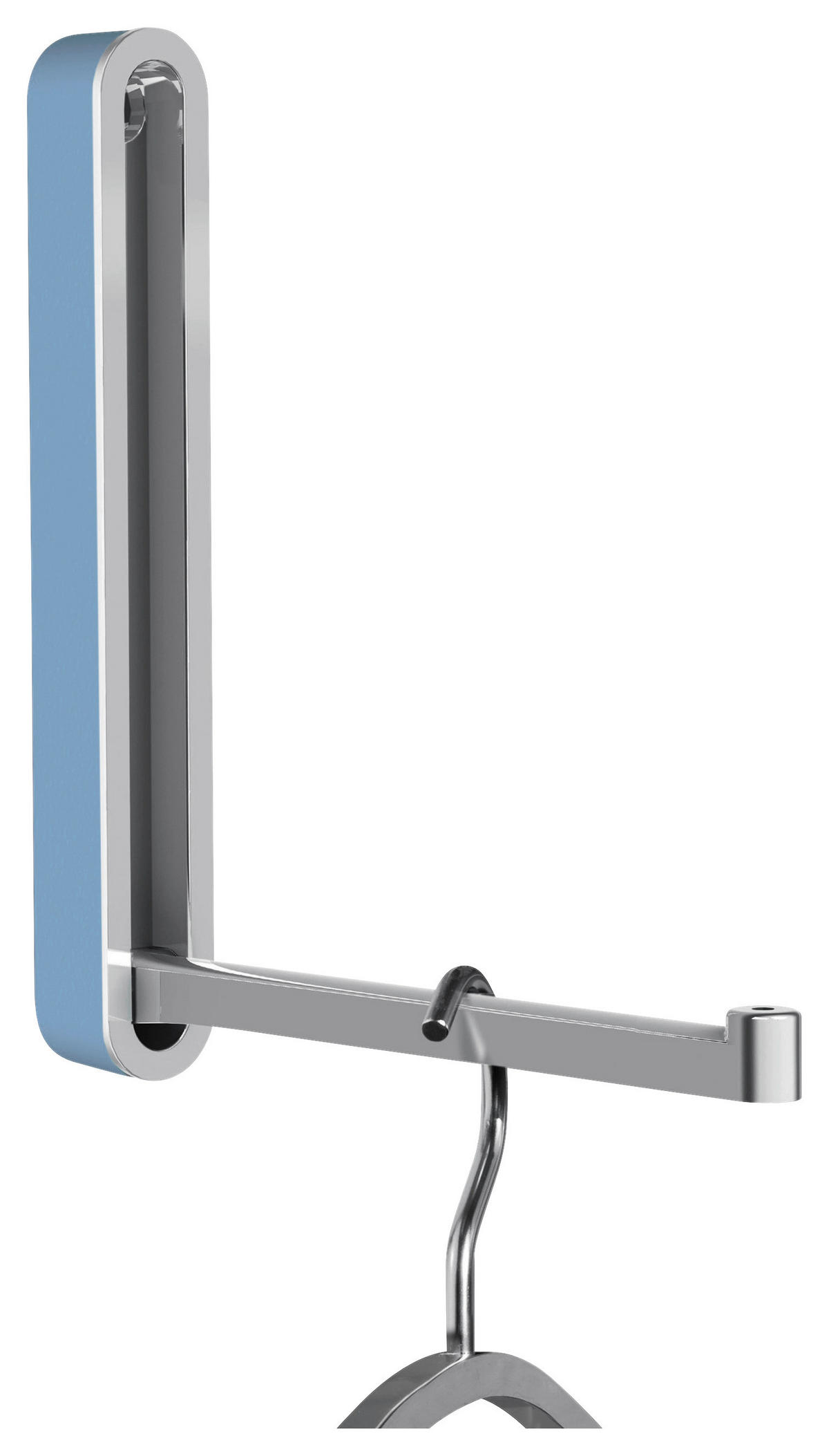 WANDHAKEN  in Blau, Chromfarben  - Blau/Chromfarben, Design, Kunststoff/Metall (2,1/16/2,1-15,6cm)