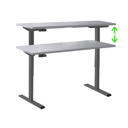 SCHREIBTISCH 138/67/69-119 cm  in Grau, Anthrazit  - Anthrazit/Grau, MODERN, Holzwerkstoff/Metall (138/67/69-119cm) - MID.YOU