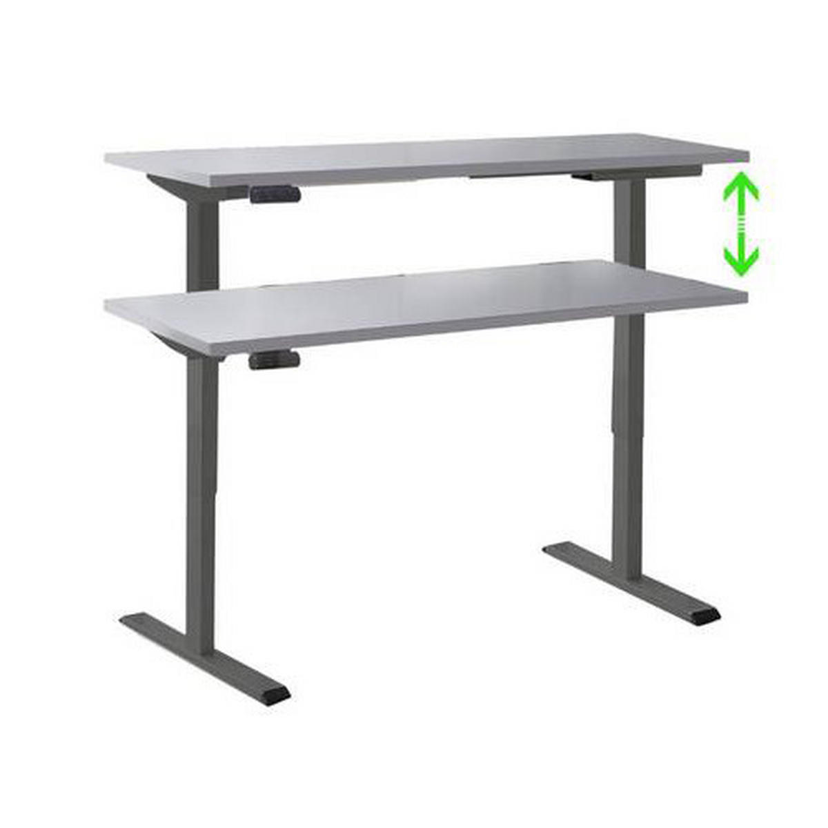 SCHREIBTISCH 138/67/69-119 cm  in Grau, Anthrazit  - Anthrazit/Grau, MODERN, Holzwerkstoff/Metall (138/67/69-119cm) - MID.YOU