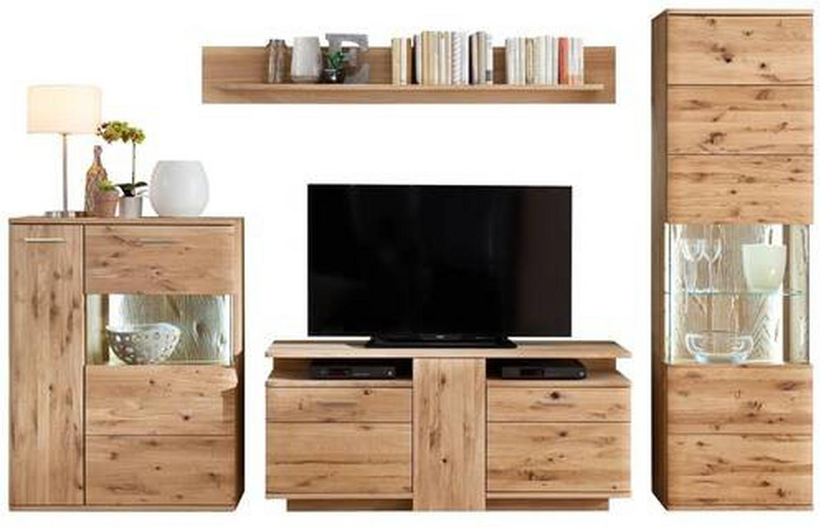 OBÝVACÍ STĚNA, sukový dub, barvy dubu - barvy dubu/černá, Design, kov/dřevo (320/208/45cm) - Livetastic