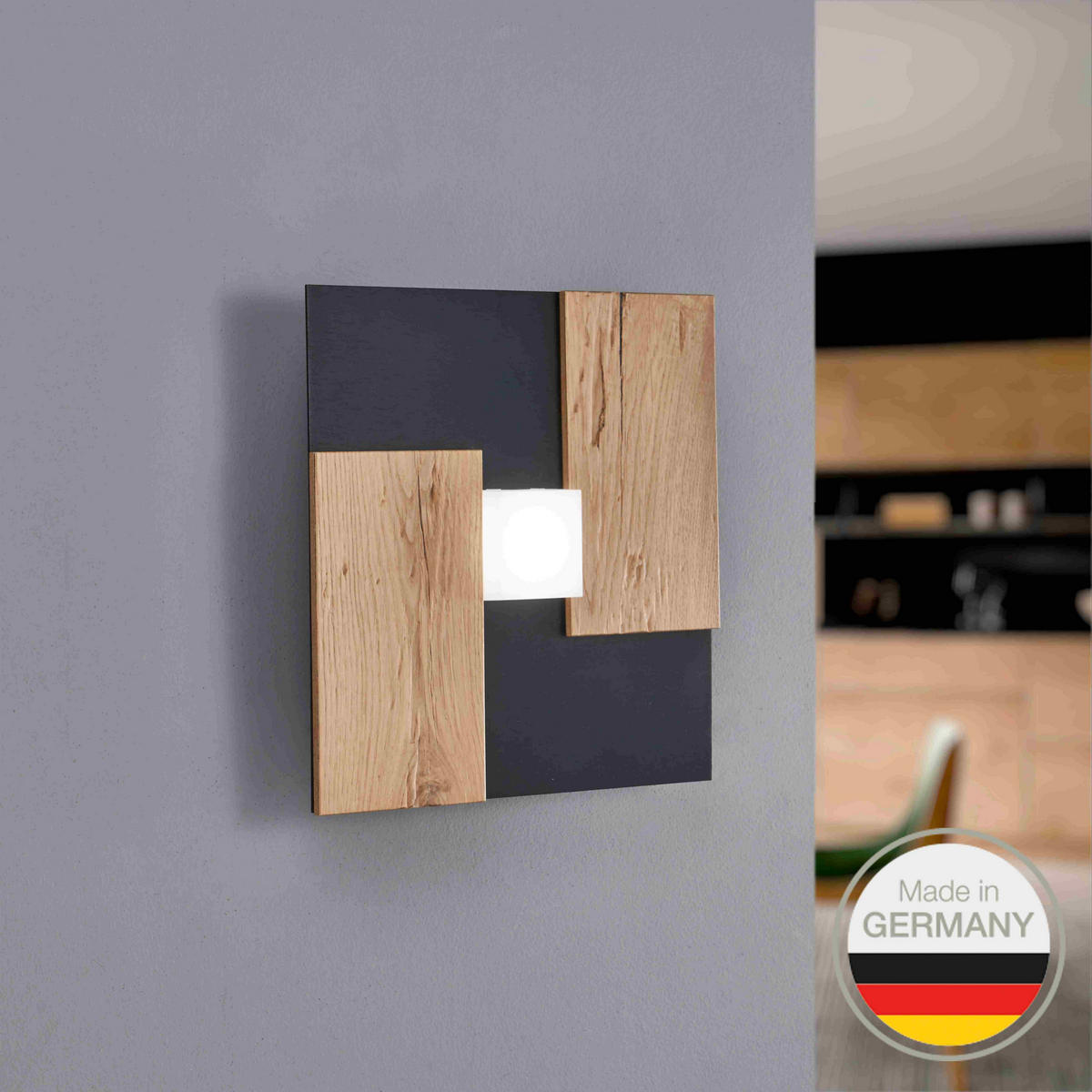 LED-WANDLEUCHTE 662 26/26/5 cm   - Wildeiche, Natur, Metall (26/26/5cm) - Ambiente