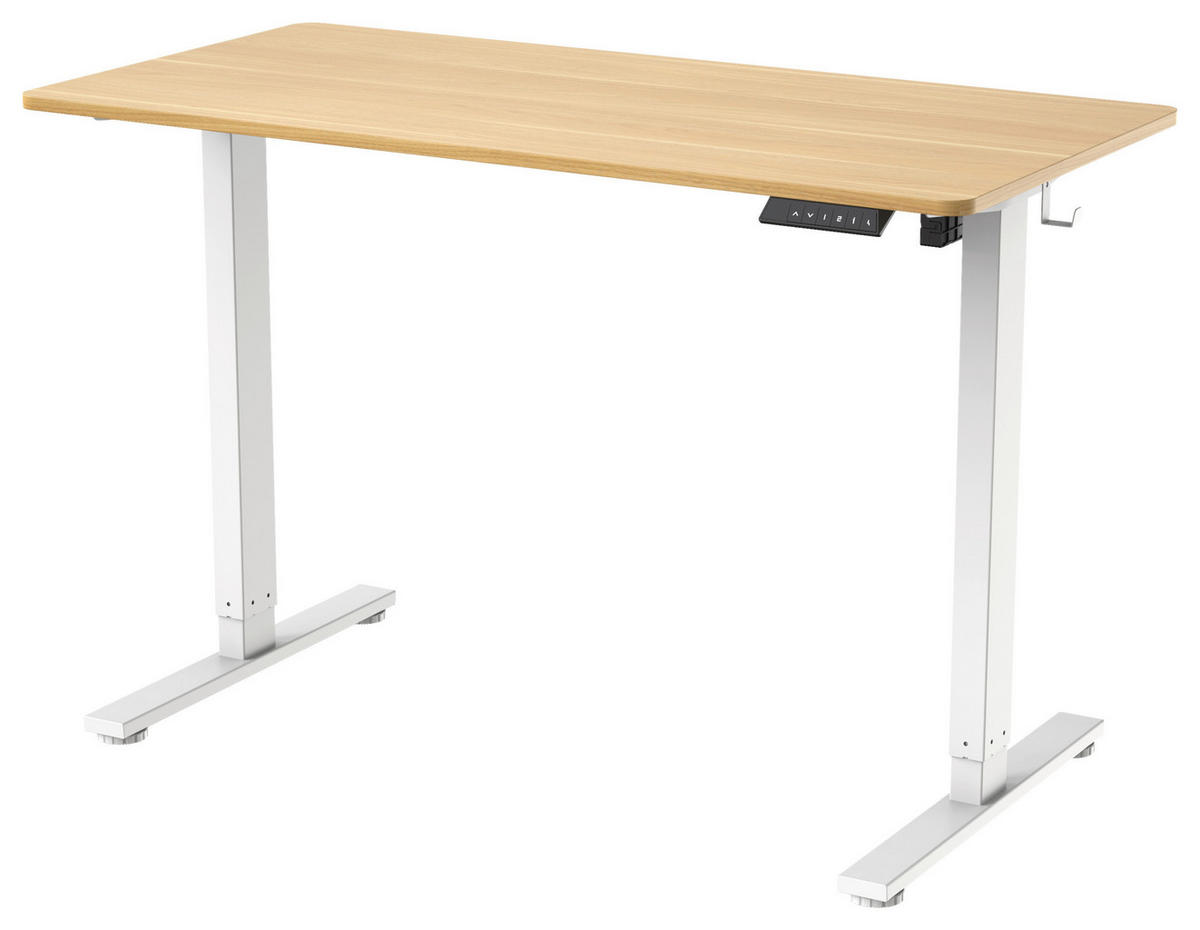 SCHREIBTISCH höhenverstellbar  - Eichefarben/Weiß, MODERN, Holzwerkstoff/Metall (120/60/73,5/118cm) - Livetastic