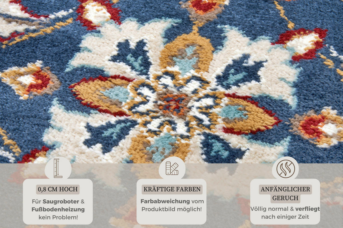 FLACHWEBETEPPICH 120/170 cm Luxor Blau, Multicolor  - Blau/Multicolor, Design, Kunststoff/Textil (120/170cm)