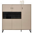 HIGHBOARD 139/135/37 cm  in Eichefarben, Hellgrau  - Eichefarben/Anthrazit, MODERN, Glas/Holzwerkstoff (139/135/37cm) - Carryhome