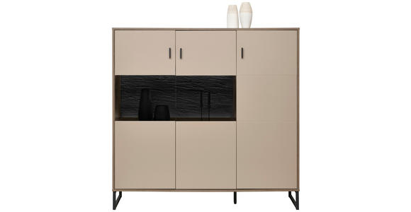 HIGHBOARD 139/135/37 cm  in Eichefarben, Hellgrau  - Eichefarben/Anthrazit, MODERN, Glas/Holzwerkstoff (139/135/37cm) - Carryhome