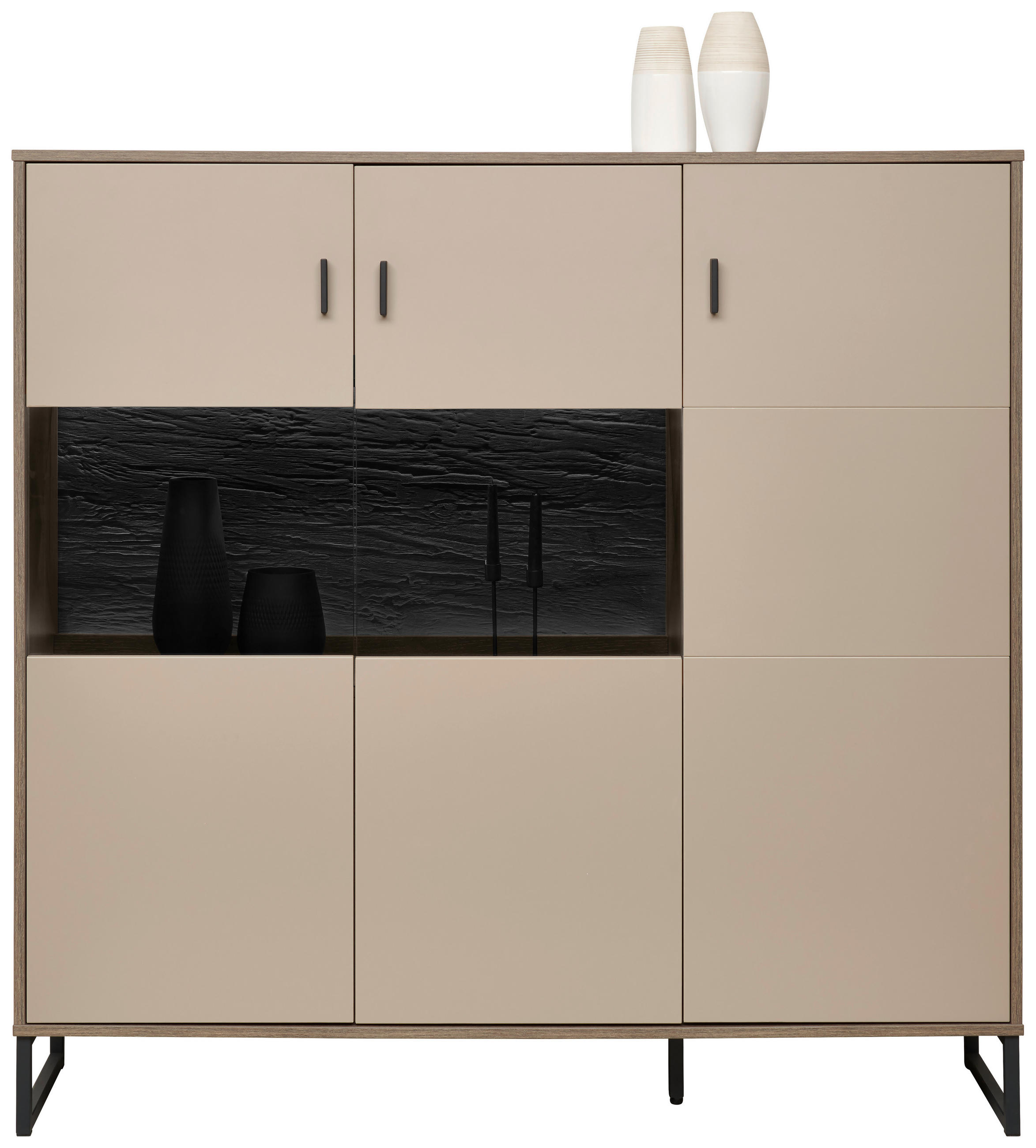 HIGHBOARD  in 139/135/37 cm  - Eichefarben/Anthrazit, MODERN, Glas/Holzwerkstoff (139/135/37cm) - Carryhome