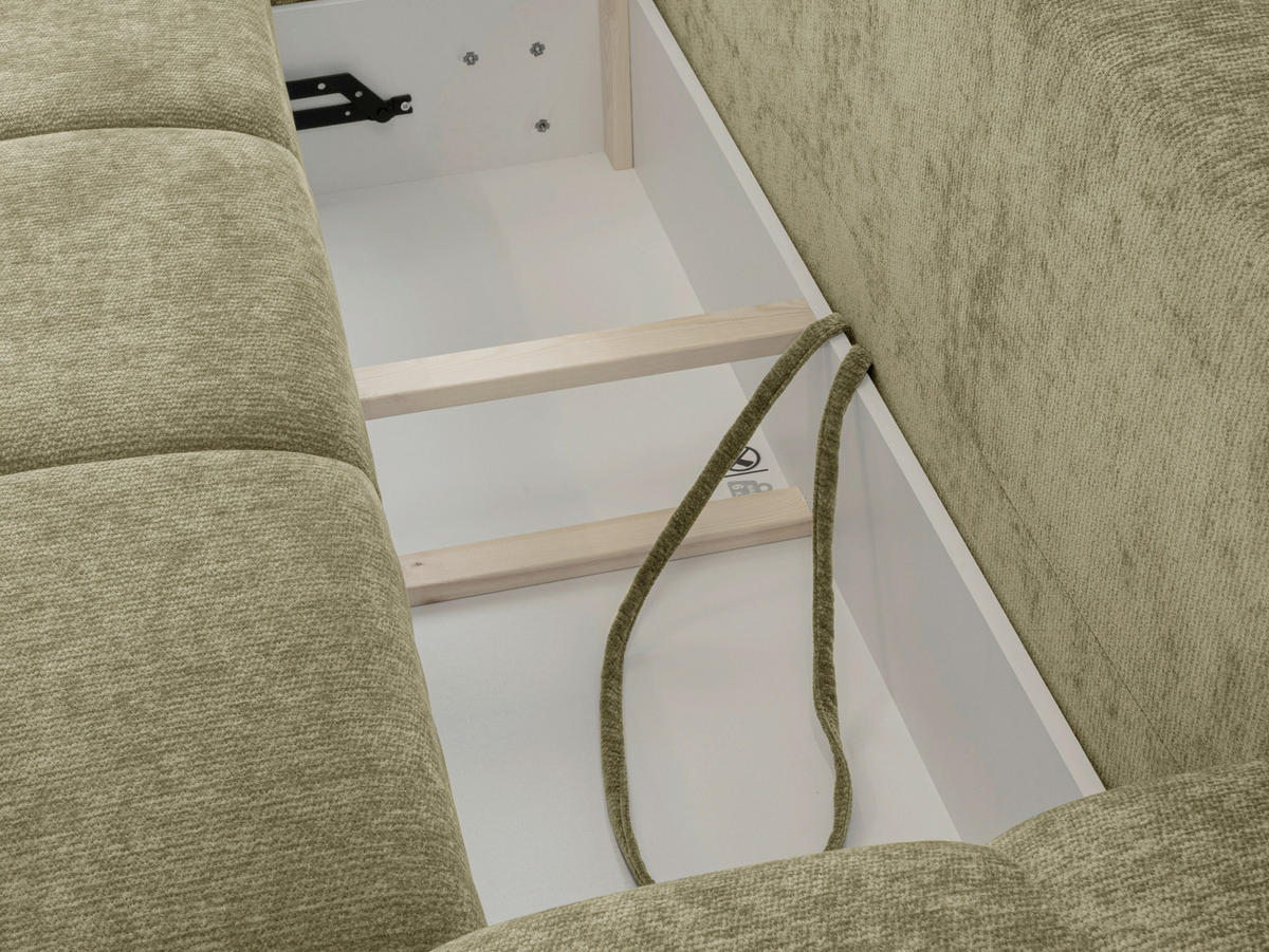 ECKSOFA  in Chenille Hellgrün  - Chromfarben/Schwarz, KONVENTIONELL, Kunststoff/Textil (183/290cm) - Xora