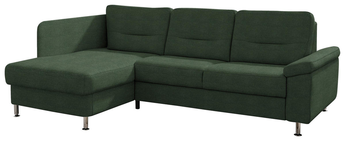 ECKSOFA Flachgewebe Grün  - Alufarben/Grün, Konventionell, Textil/Metall (160/244cm) - Beldomo Comfort