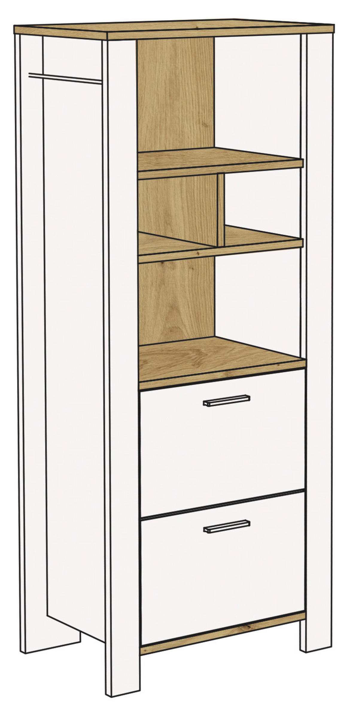 BEISTELLREGAL  - Edelstahlfarben/Weiß, Basics, Holzwerkstoff/Metall (63/155/44cm)