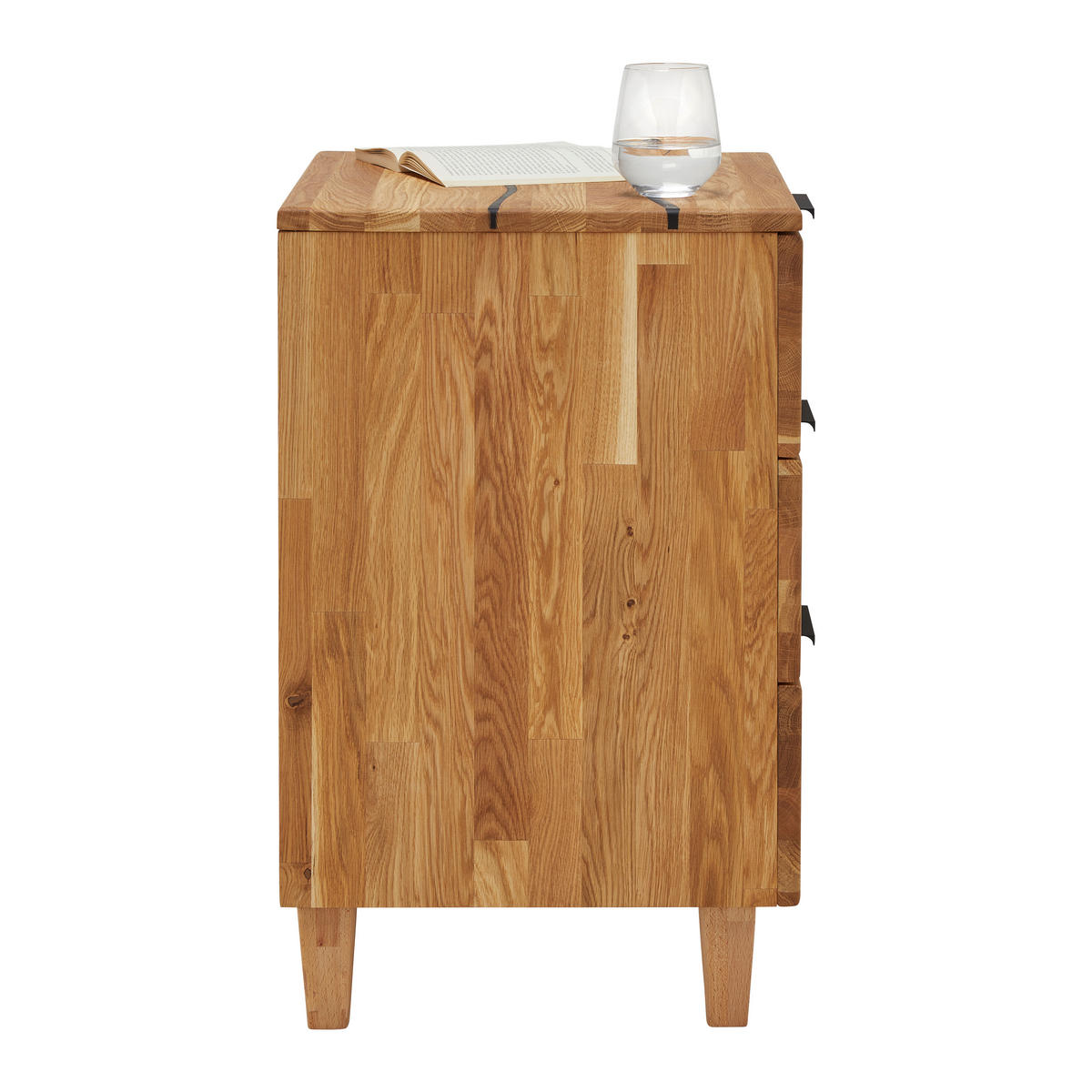 Noptieră, 48/65/40 cm, fag, stejar culoare lemn stejar - culoare lemn stejar/negru, Konventionell, materiale naturale/metal (48/65/40cm) - Valnatura