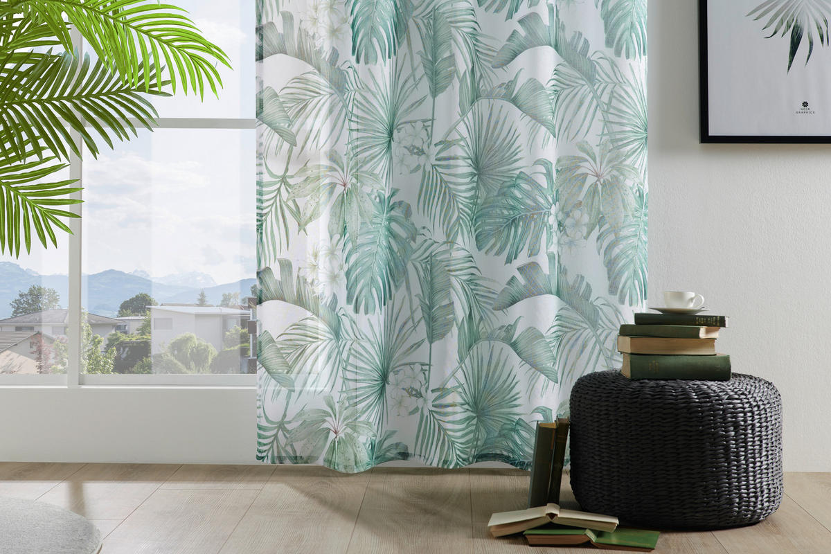 KUSOVÁ ZÁCLONA, 135/245 cm - zelená, Design, textil (135/245cm) - Esposa