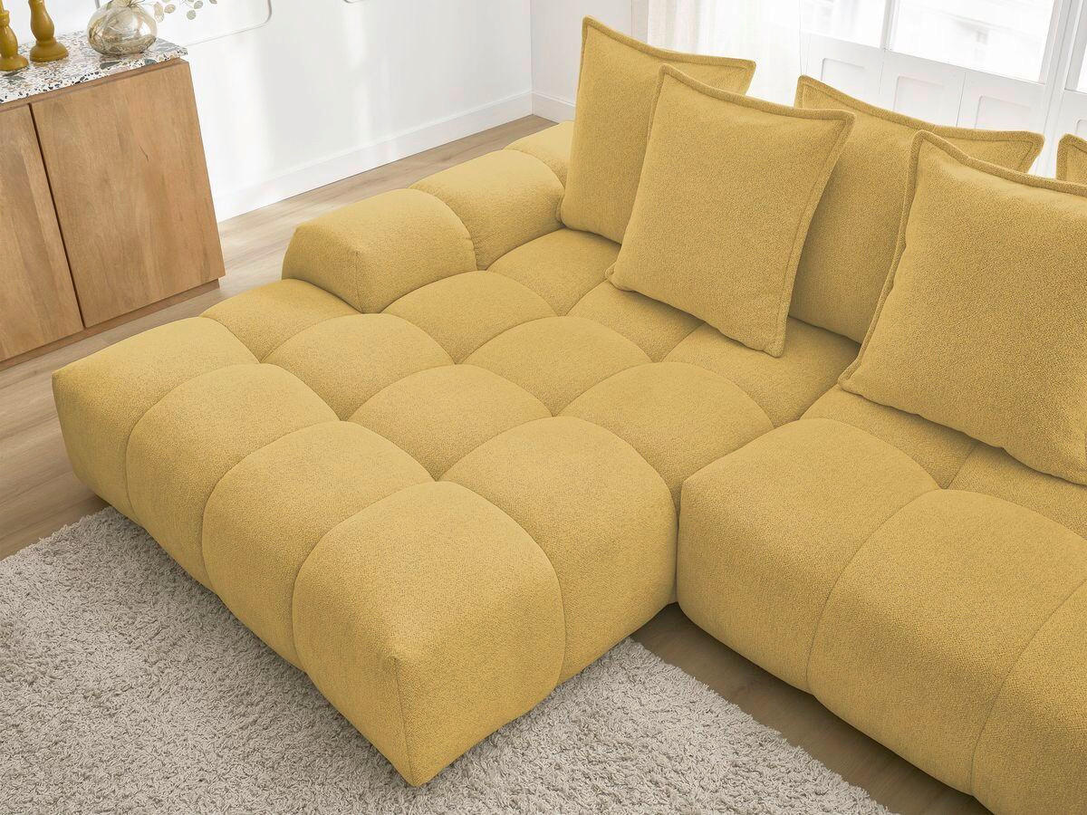 ECKSCHLAFSOFA EVEREST  mit Rücken echt, Armteil links, Armteil rechts Flachgewebe Gelb  - Gelb/Schwarz, MODERN, Kunststoff/Textil (180/318cm) - Livetastic