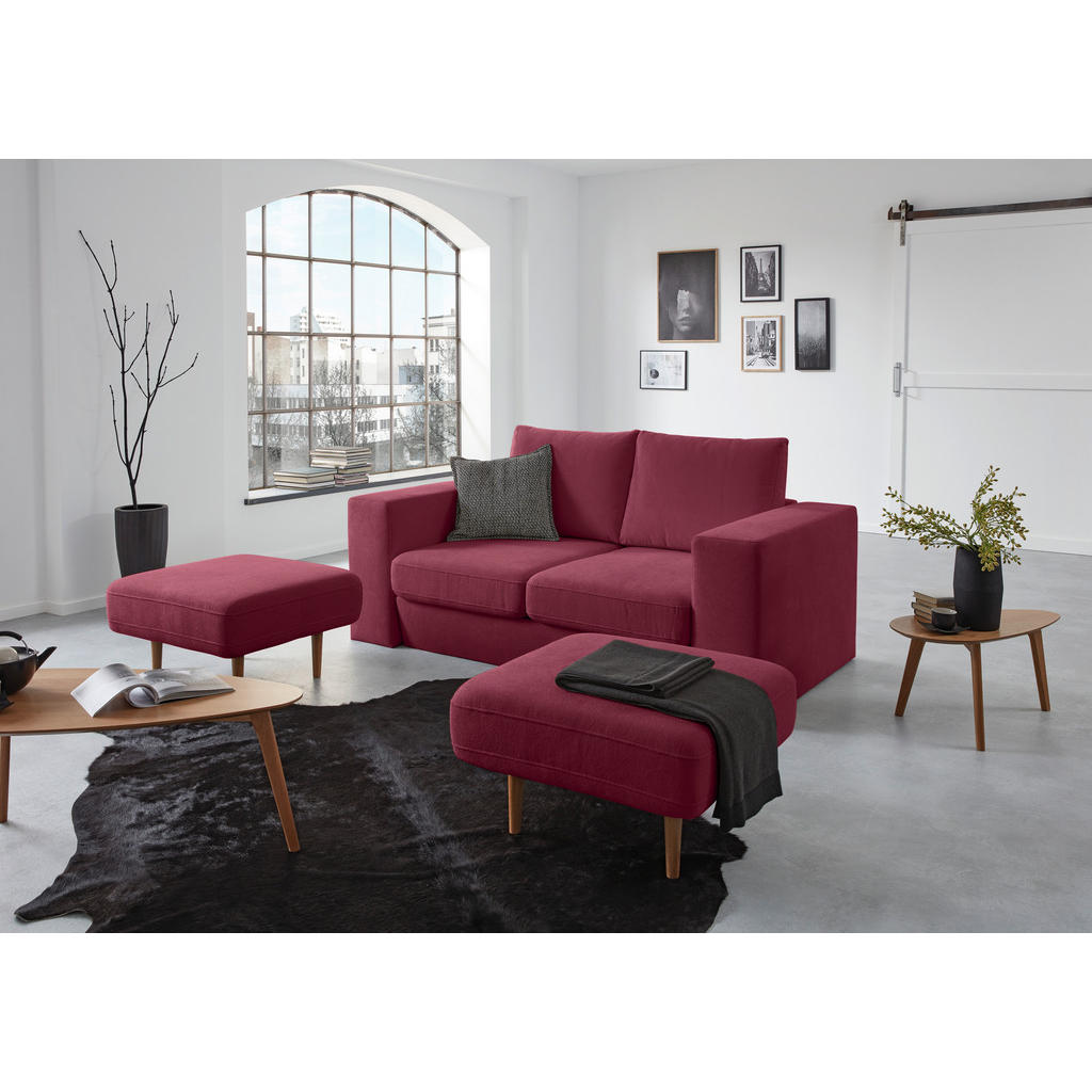 Thumbnail - Looks by W.Joop Zweisitzer-Sofa Looks V-1, Rot, Beere, Textil, 2-Sitzer, 172x96x107 cm, Made in EU, Rücken echt, Wohnzim...