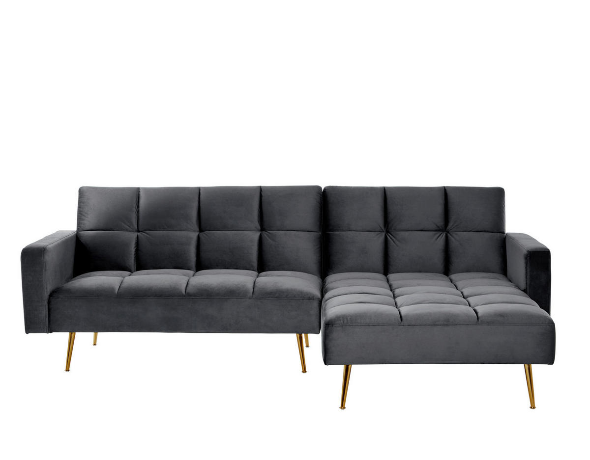 ECKSCHLAFSOFA CHILLAX POSH CORNER EU Grau, Platinfarben Samt  - Platinfarben/Goldfarben, MODERN, Holz/Textil (244/150cm) - Livetastic