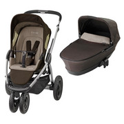 Mura 3 Plus KINDERWAGENSET Braun - Silberfarben/Braun, Basics, Textil/Metall (65/106/13,5cm) - Maxi-Cosi
